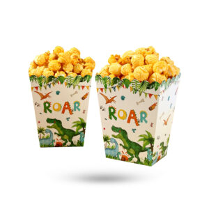 Dinosaur printed on the popcorn boxes