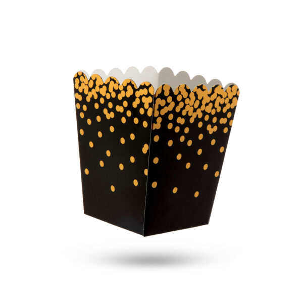 black and gold popcorn boxes