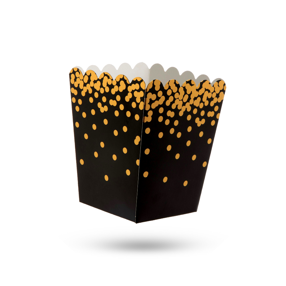 black and gold popcorn boxes